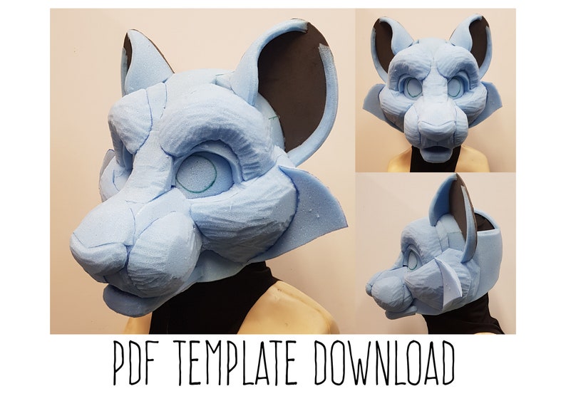 PDF TEMPLATE: Fursuit Head Base - Big Cat! Digital Download 