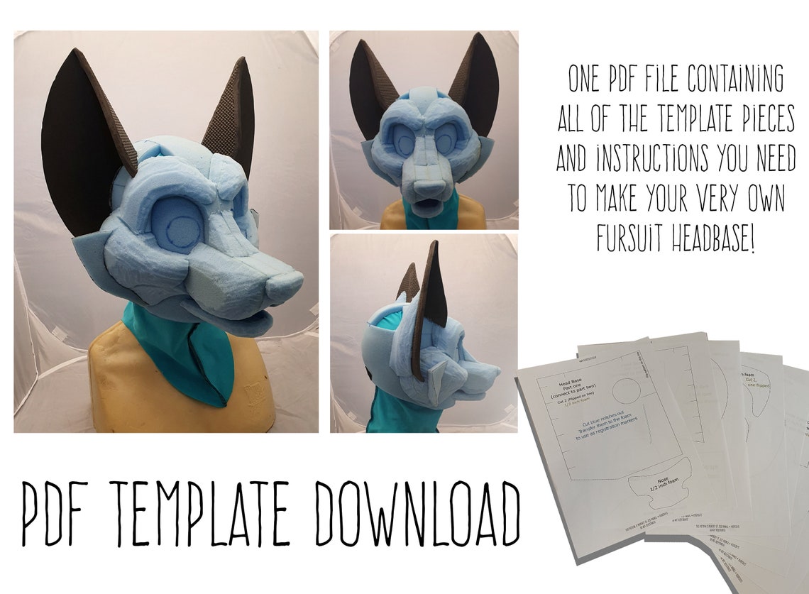 PDF TEMPLATE Fursuit Head Base Fox Digital Download Etsy