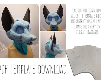 PDF TEMPLATE: Fursuit Head Base - Fox! Digital Download