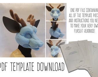 PDF TEMPLATE: Fursuit Head Base - Deer! Digital Download