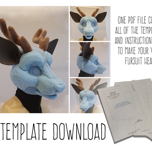 PDF VORLAGE: Fursuit Head Base - Hirsch! Digitaler Download