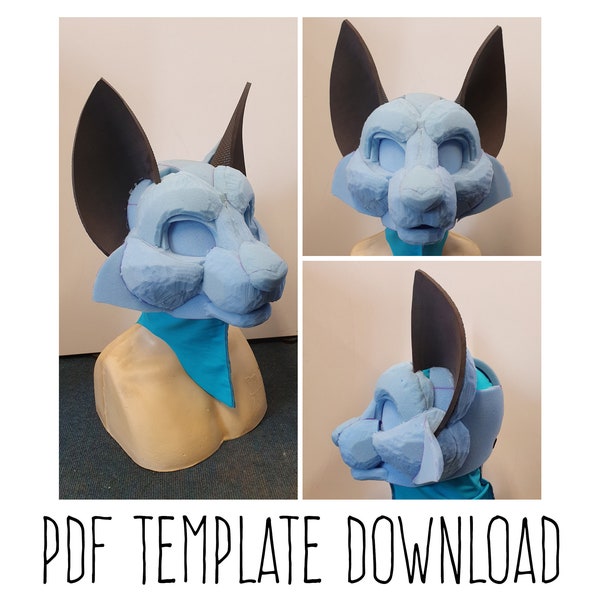 PDF TEMPLATE: Fursuit Head Base - Domestic Cat! Digital Download