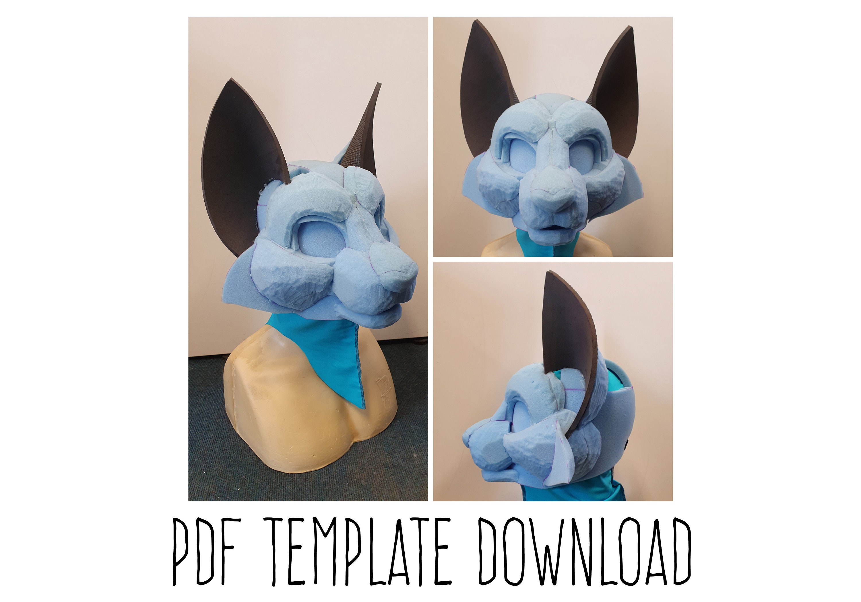 PDF TEMPLATE Fursuit Head Base Domestic Cat Digital Etsy