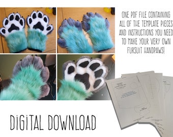 PDF TEMPLATE: Fursuit 5 Finger Paws! Digital Download