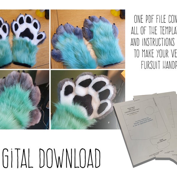 PDF TEMPLATE: Fursuit 5 Finger Paws! Digital Download