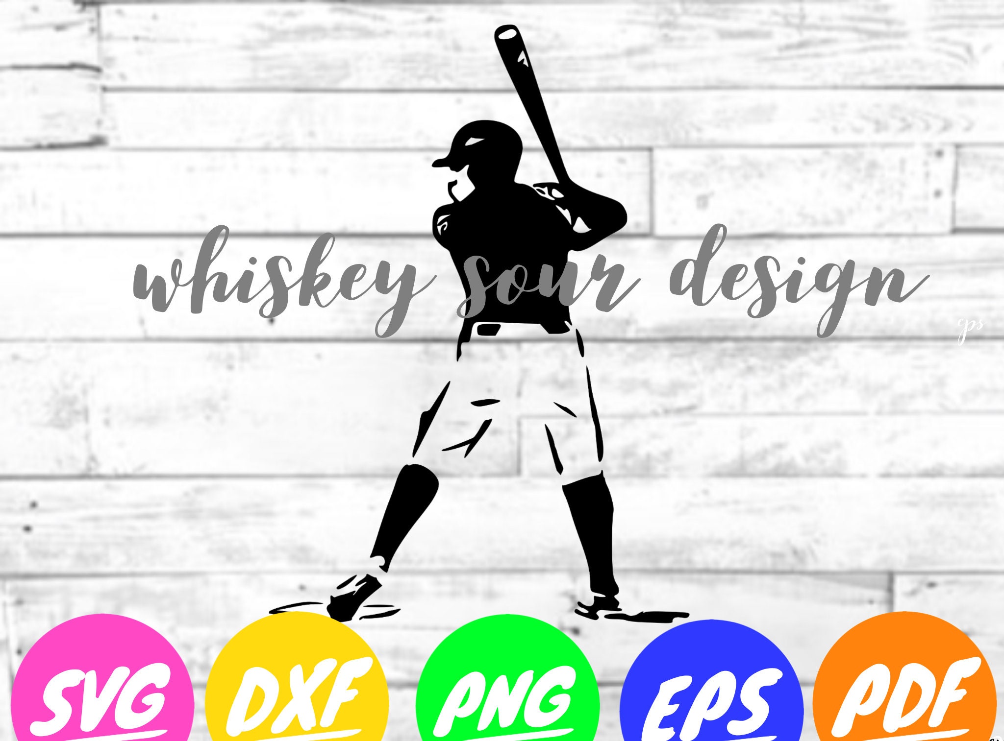 Baseball Player Batter Hitting Ball B&W Clipart Digital Download