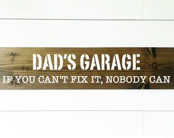 Dad's Garage Sign | Customizable | Christmas Gift | Hand Painted Wooden Sign | Gift Idea |