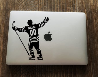 Custom Hockey Player Decal | Personalized Name & Number, Laptop Car Decal