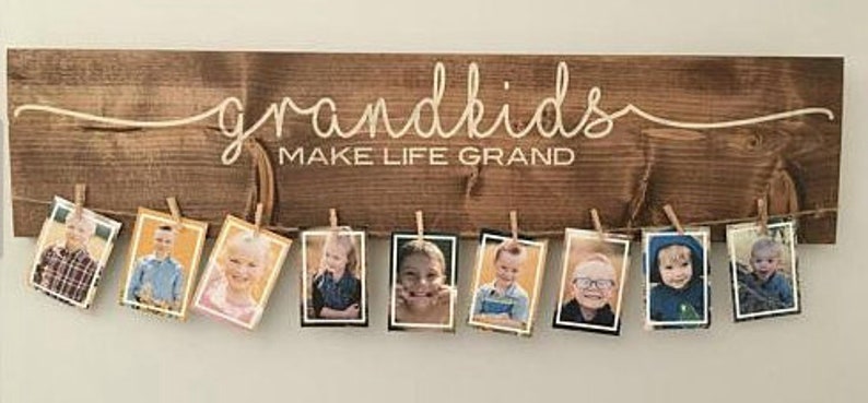 Grandkids Make Life Grand Handpainted Wooden Sign Grandparent Gift Mother's Day Gift Photo Holder Pictures Artwork image 2