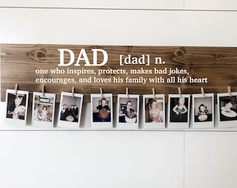 Dad Noun Sign | Dad Photo Gift | Hand Painted Wooden Sign | Pictures | Photo Hanger | Artwork Display | Father's Day Gift
