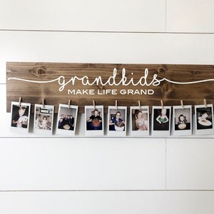 Grandkids Make Life Grand | Handpainted Wooden Sign | Home Decor | Photo Holder | Grandparent Gift | Mother's Day Gift | Pictures | Artwork