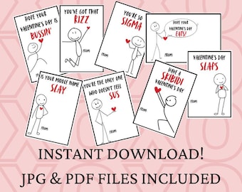 Printable Valentine Cards | Gen Z Valentine | Class Valentine | Gen Z Slang