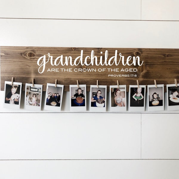 Grandchildren Are The Crown of the Aged Hand painted Wooden Sign | Grandparent Gift | Proverbs | Christian | Religious | Mother's Day