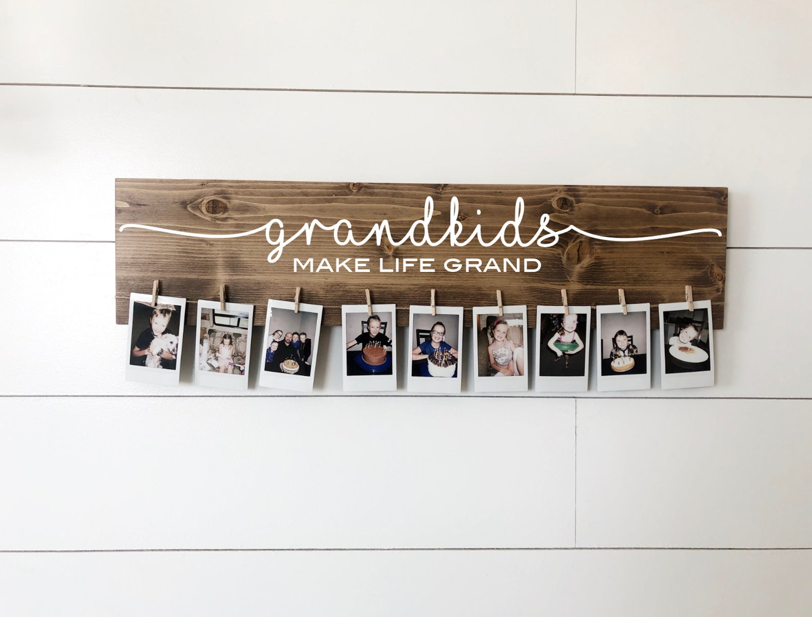 Grandkids Make Life Grand Photo Holder, Hand painted Wooden Sign