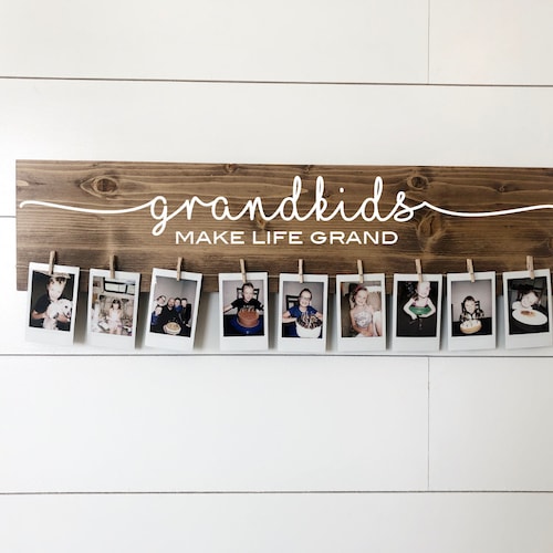 Grandkids Make Life Grand Handpainted Wooden Sign | Grandparent Gift | Mother's Day Gift | Holiday Gift | Photo Holder | Pictures | Artwork