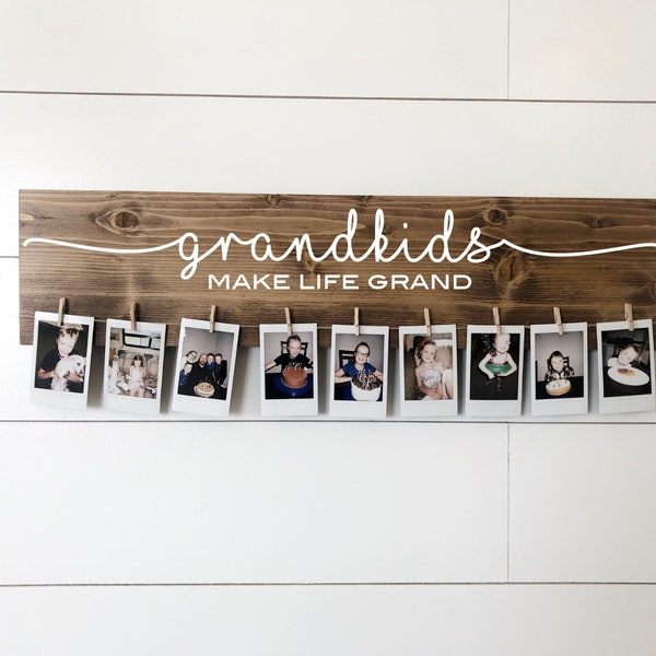 Grandkids Make Life Grand Handpainted Wooden Sign | Grandparent Gift | Mother's Day Gift | Holiday Gift | Photo Holder | Pictures | Artwork