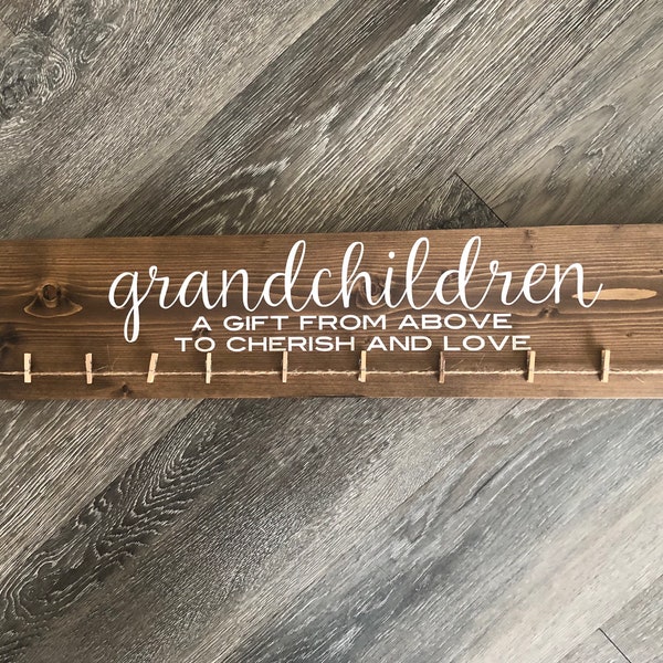 Grandchildren A Gift From Above To Cherish And Love | Photo Holder | Hand Painted | Grandparent Gift | Mother’s Day | Pictures | Artwork