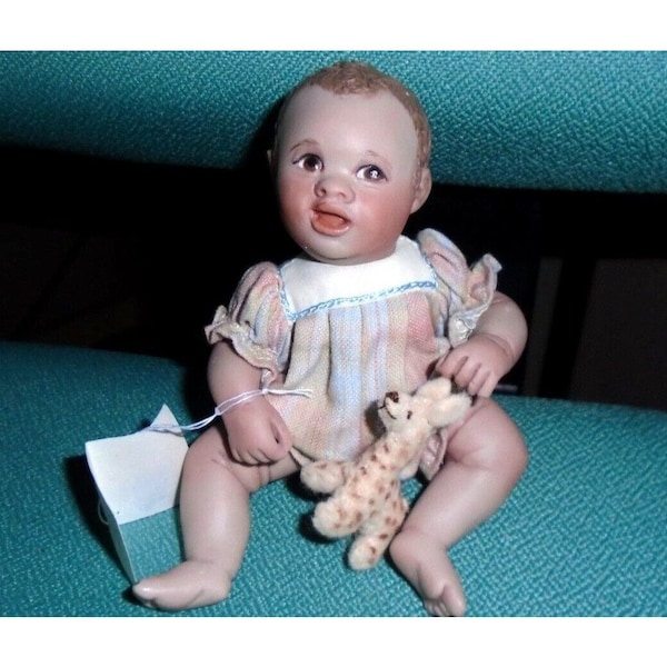 Maree Massey Almost Real Porcelain Miniature 6" Happy A.A. Baby Doll w/Giraffe