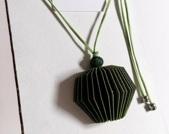 Modern fabric necklace, necklaces pendant long, green and gray necklace, fabric necklace for women, Necklaces pendent charm, textile jewelry