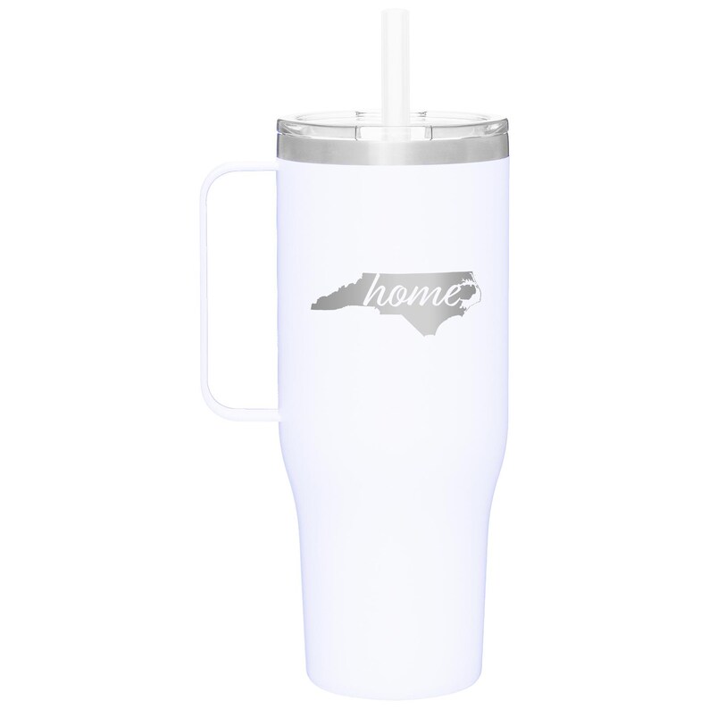 Custom Laser Etched North Carolina Home 40 oz Tumbler Mug Weiß