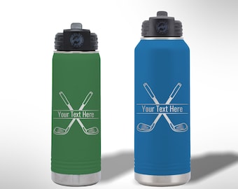 Custom Laser Etched Golf Water Bottle - 20 oz or 32 oz