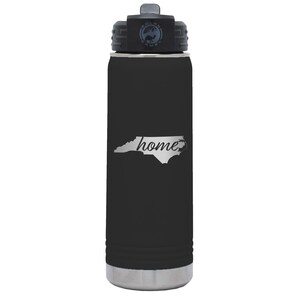 Custom Laser Etched North Carolina Home Water Bottle - 20 oz or 32 oz zdjęcie 2