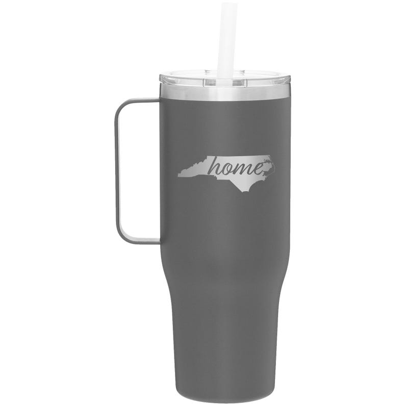 Custom Laser Etched North Carolina Home 40 oz Tumbler Mug Slate