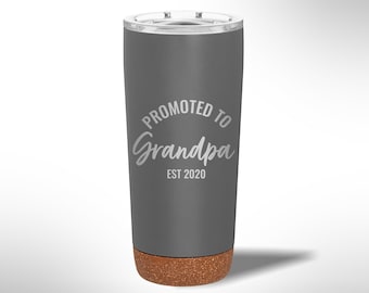 Custom Laser Etched Promoted to Grandpa 20 oz Tumbler