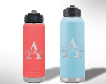 Custom Laser Etched Monogram Water Bottle - 20 oz or 32 oz
