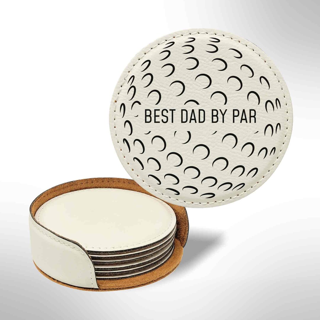 Best Dad by Par Round Leatherette Coasters Set of 6 - Etsy