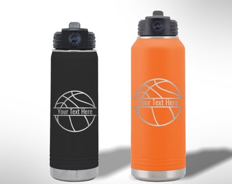 Custom Laser Etched Basketball Water Bottle - 20 oz or 32 oz