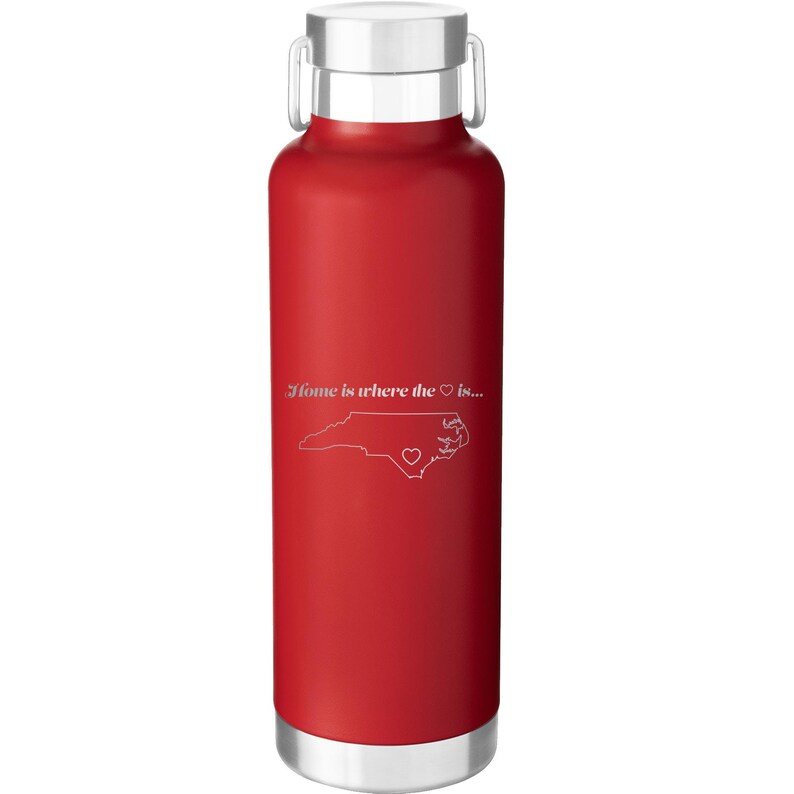Custom Laser Etched NORTH CAROLINA HEART 24 oz Water Bottle Rot