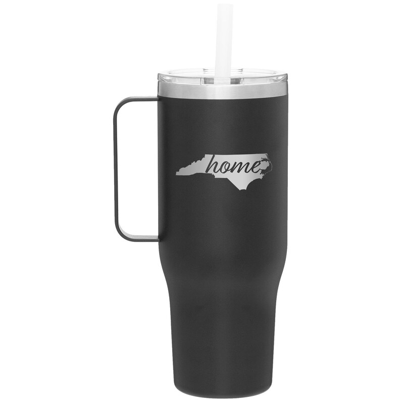 Custom Laser Etched North Carolina Home 40 oz Tumbler Mug Schwarz