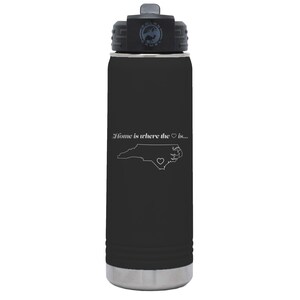Custom Laser Etched NORTH CAROLINA HEART Water Bottle - 20 oz or 32 oz image 2