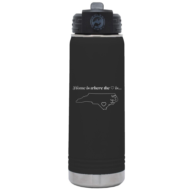 Custom Laser Etched NORTH CAROLINA HEART Water Bottle - 20 oz or 32 oz image 2