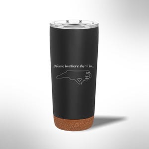 Custom Laser Etched NORTH CAROLINA HEART 20 oz Tumbler image 1