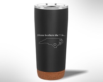 Custom Laser Etched NORTH CAROLINA HEART 20 oz Tumbler