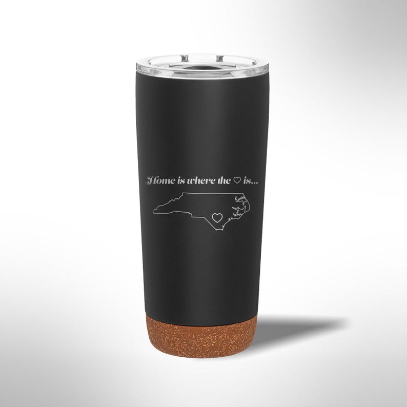 Custom Laser Etched NORTH CAROLINA HEART 20 oz Tumbler image 1