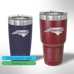 Custom Laser Etched North Carolina Home Tumbler - 20 oz or 30 oz image 1