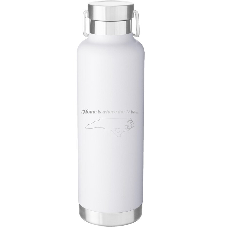 Custom Laser Etched NORTH CAROLINA HEART 24 oz Water Bottle Weiß