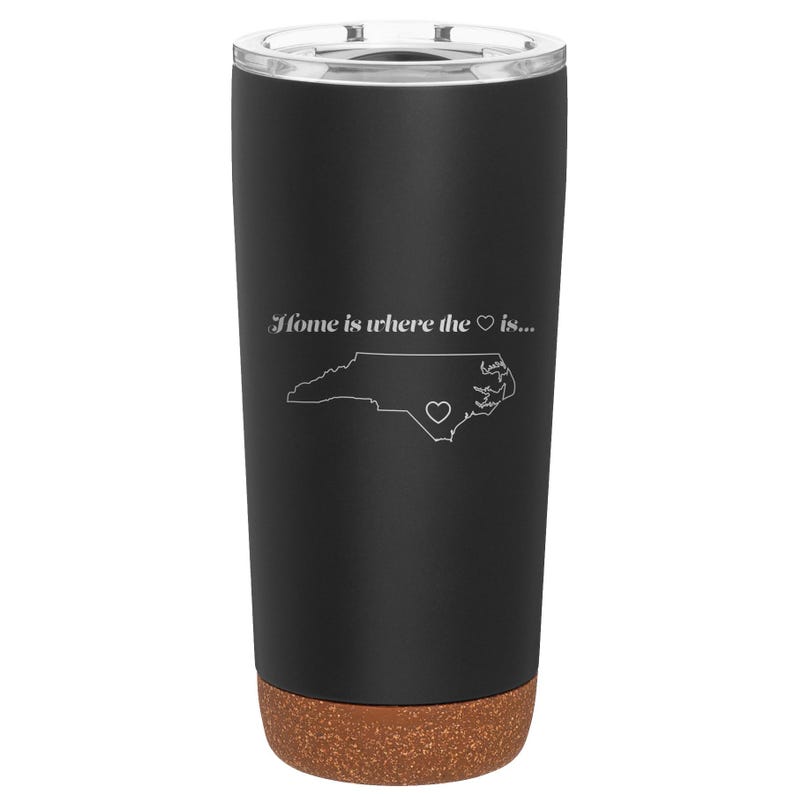 Custom Laser Etched NORTH CAROLINA HEART 20 oz Tumbler Black