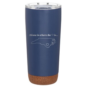 Custom Laser Etched NORTH CAROLINA HEART 20 oz Tumbler Constellation
