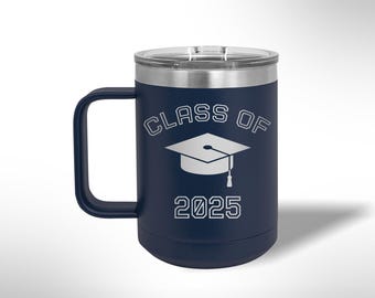 Custom Laser Etched Class of with Cap 15 oz Mug