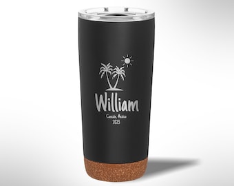 Custom Laser Etched Palm Tress Vacation  20 oz Tumbler