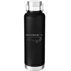 Custom Laser Etched NORTH CAROLINA HEART 24 oz Water Bottle Schwarz