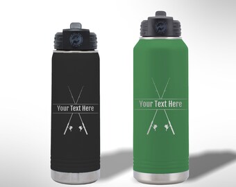 Custom Laser Etched Fishing Poles Water Bottle - 20 oz or 32 oz