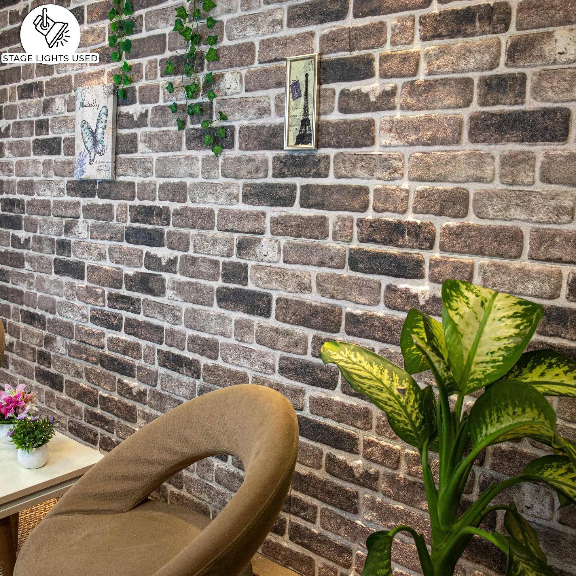 3d Wall Panels Brick Effect Cladding, Grey Black Stone Look Wall