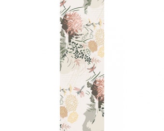 Floral Pink Beige Yellow Modern Wall Mural, 35 In. X 106 In. (90cm X 270cm)
