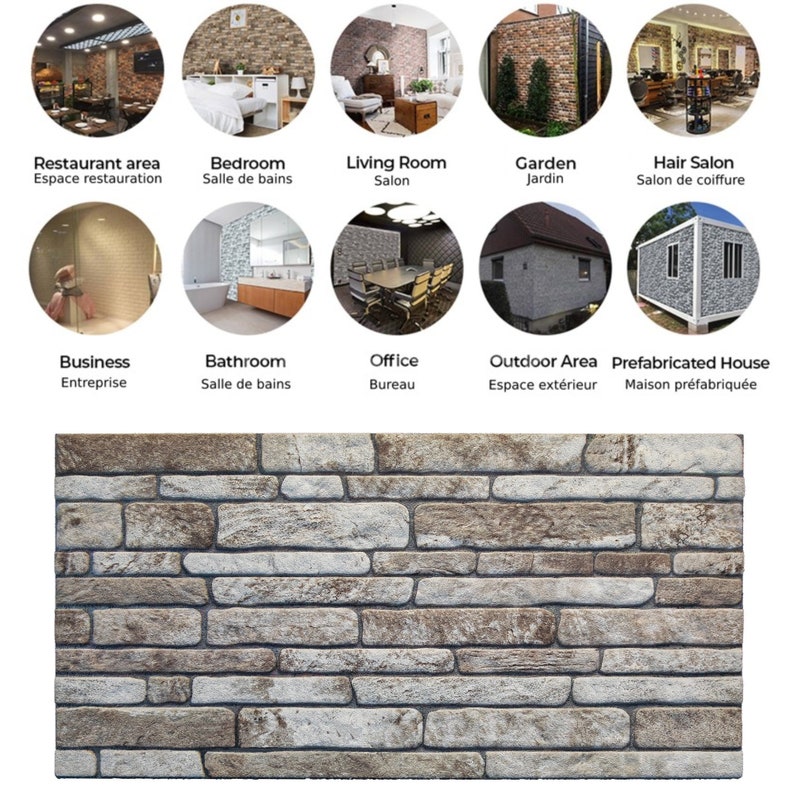 3d Wall Panels Brick Effect Cladding, Light Brown Grey Stone Look Wall