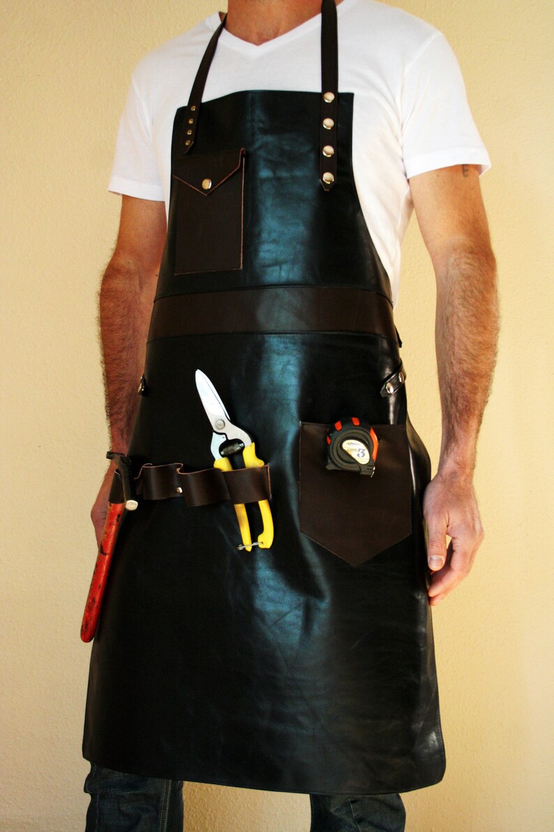 Leather apron handmade apron leather design handyman apron Etsy